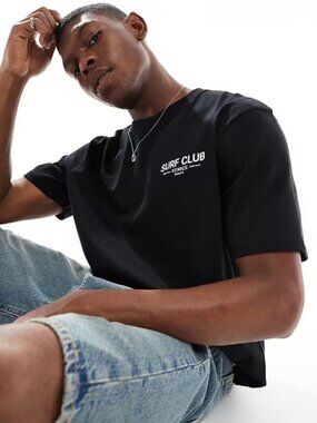 ASOS Threadbare Watson Black Surf Back Print T-Shirt TBMT09312 Men's XXL NWT